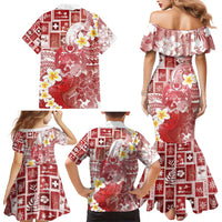 Tonga Christmas Family Matching Mermaid Dress and Hawaiian Shirt Kilisimasi Fiefia Retro Style Red LT05 - Polynesian Pride