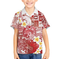 Tonga Christmas Family Matching Off The Shoulder Long Sleeve Dress and Hawaiian Shirt Kilisimasi Fiefia Retro Style Red LT05 Son's Shirt Red - Polynesian Pride