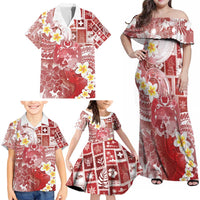 Tonga Christmas Family Matching Off Shoulder Maxi Dress and Hawaiian Shirt Kilisimasi Fiefia Retro Style Red LT05 - Polynesian Pride