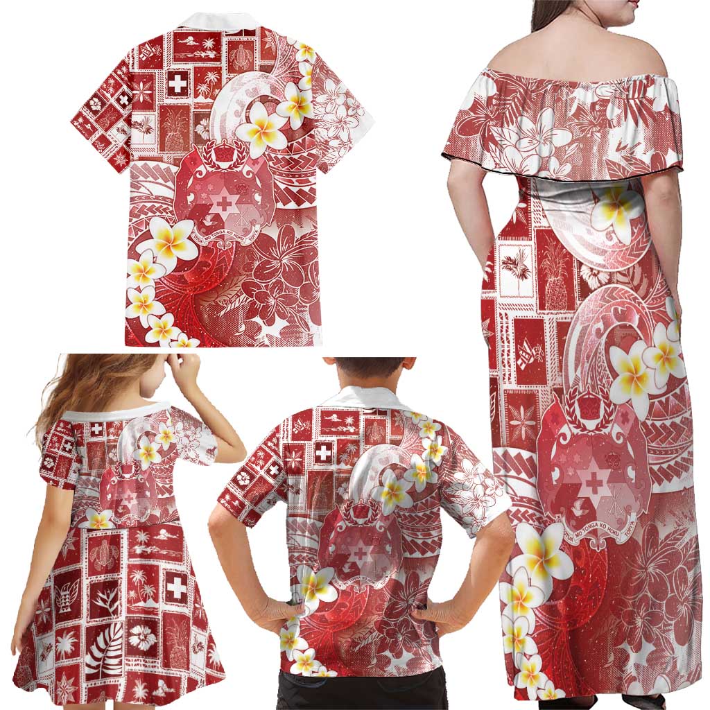 Tonga Christmas Family Matching Off Shoulder Maxi Dress and Hawaiian Shirt Kilisimasi Fiefia Retro Style Red LT05 - Polynesian Pride