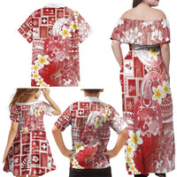 Tonga Christmas Family Matching Off Shoulder Maxi Dress and Hawaiian Shirt Kilisimasi Fiefia Retro Style Red LT05 - Polynesian Pride