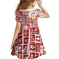 Tonga Christmas Family Matching Off Shoulder Short Dress and Hawaiian Shirt Kilisimasi Fiefia Retro Style Red LT05 - Polynesian Pride