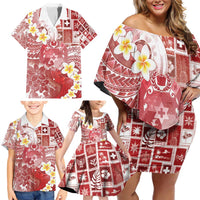 Tonga Christmas Family Matching Off Shoulder Short Dress and Hawaiian Shirt Kilisimasi Fiefia Retro Style Red LT05 - Polynesian Pride