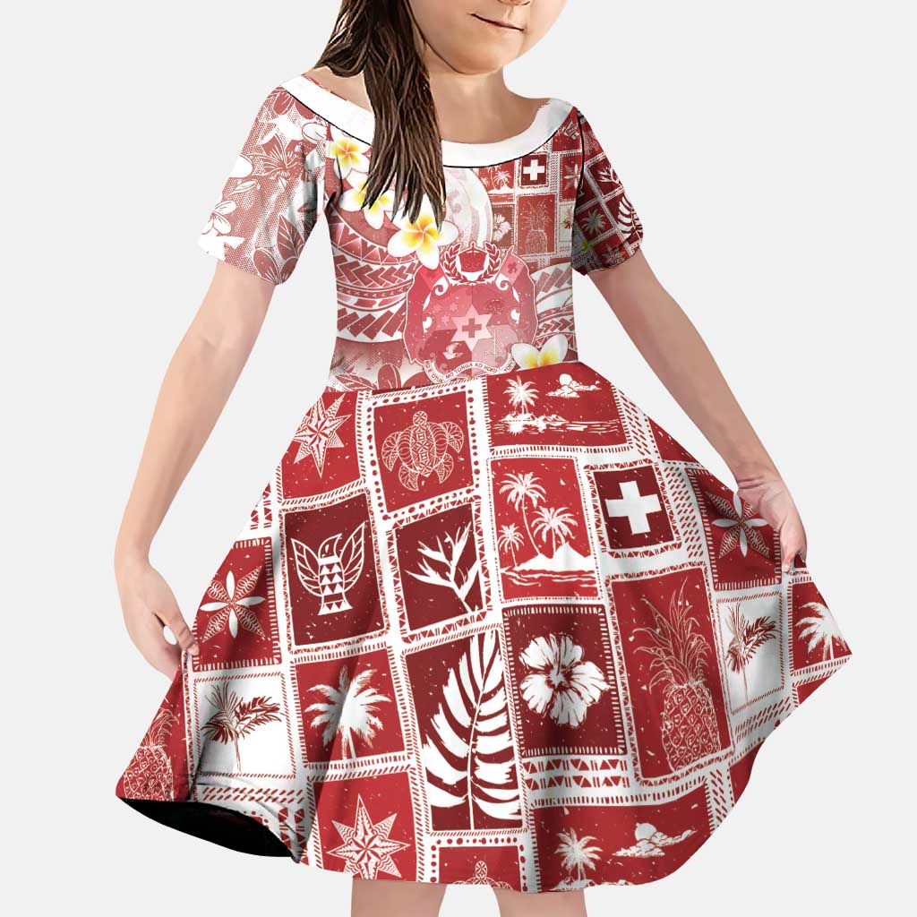 Tonga Christmas Family Matching Puletasi and Hawaiian Shirt Kilisimasi Fiefia Retro Style Red LT05 Daughter's Dress Red - Polynesian Pride
