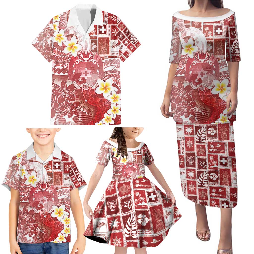 Tonga Christmas Family Matching Puletasi and Hawaiian Shirt Kilisimasi Fiefia Retro Style Red LT05 - Polynesian Pride