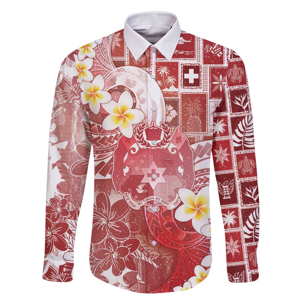 Tonga Christmas Family Matching Puletasi and Hawaiian Shirt Kilisimasi Fiefia Retro Style Red LT05 Dad's Shirt - Long Sleeve Red - Polynesian Pride
