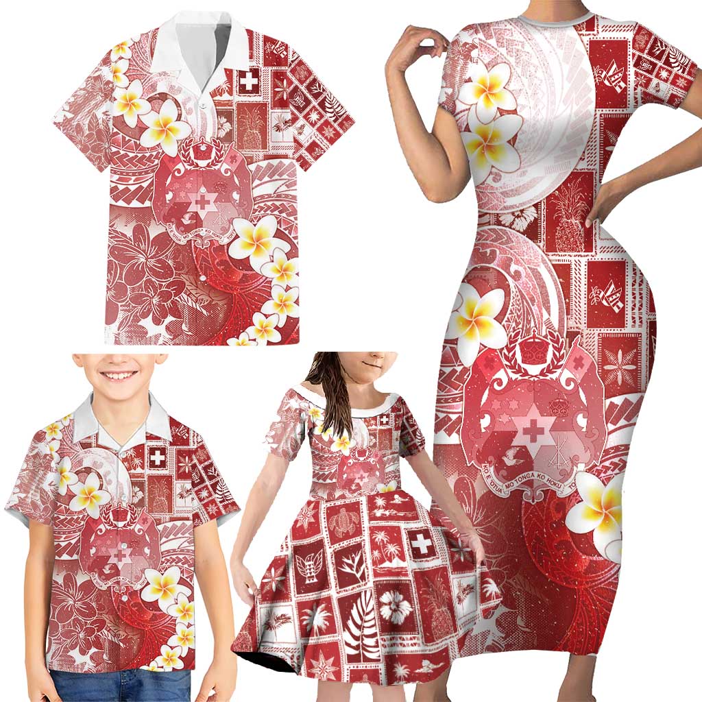 Tonga Christmas Family Matching Short Sleeve Bodycon Dress and Hawaiian Shirt Kilisimasi Fiefia Retro Style Red LT05 - Polynesian Pride