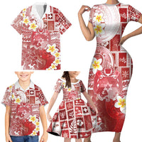 Tonga Christmas Family Matching Short Sleeve Bodycon Dress and Hawaiian Shirt Kilisimasi Fiefia Retro Style Red LT05 - Polynesian Pride