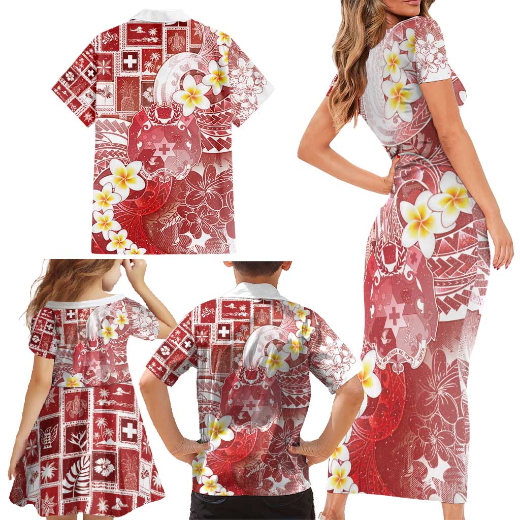 Tonga Christmas Family Matching Short Sleeve Bodycon Dress and Hawaiian Shirt Kilisimasi Fiefia Retro Style Red LT05 - Polynesian Pride
