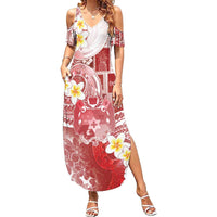 Tonga Christmas Family Matching Summer Maxi Dress and Hawaiian Shirt Kilisimasi Fiefia Retro Style Red LT05 Mom's Dress Red - Polynesian Pride