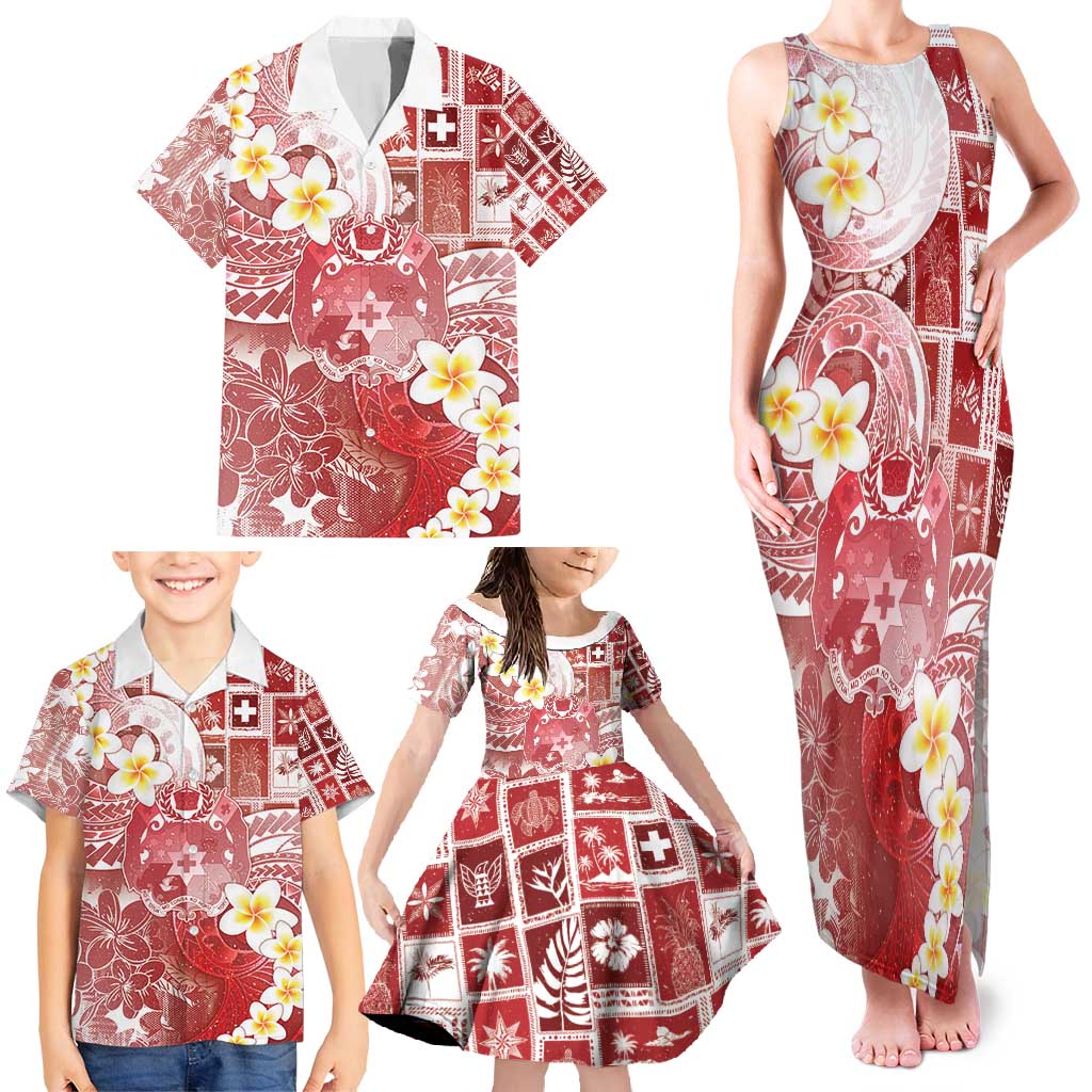 Tonga Christmas Family Matching Tank Maxi Dress and Hawaiian Shirt Kilisimasi Fiefia Retro Style Red LT05 - Polynesian Pride