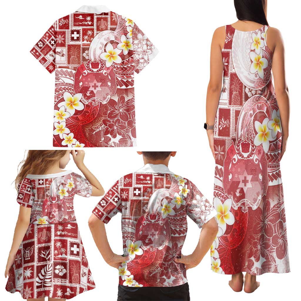 Tonga Christmas Family Matching Tank Maxi Dress and Hawaiian Shirt Kilisimasi Fiefia Retro Style Red LT05 - Polynesian Pride