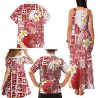 Tonga Christmas Family Matching Tank Maxi Dress and Hawaiian Shirt Kilisimasi Fiefia Retro Style Red LT05 - Polynesian Pride