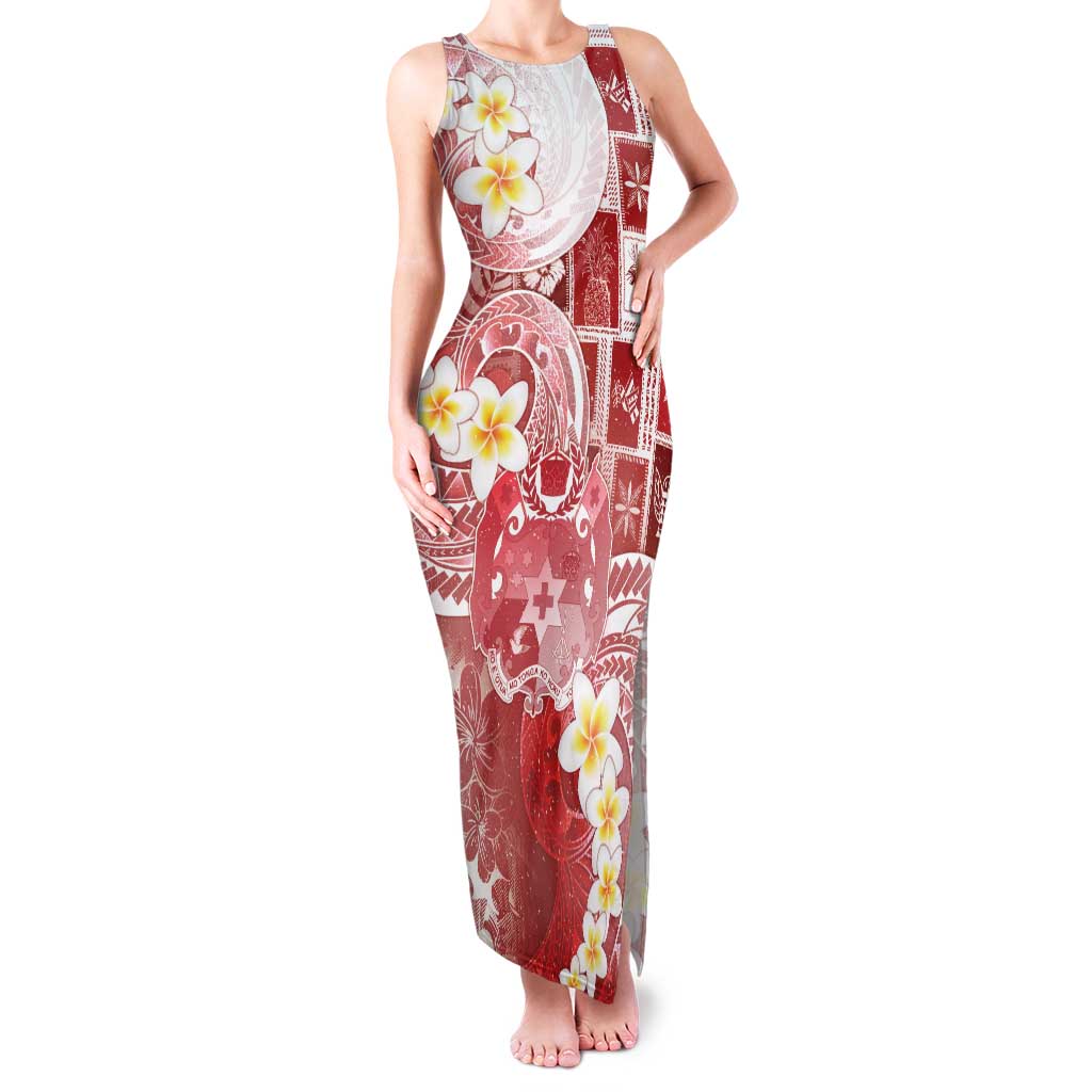 Tonga Christmas Family Matching Tank Maxi Dress and Hawaiian Shirt Kilisimasi Fiefia Retro Style Red LT05 Mom's Dress Red - Polynesian Pride