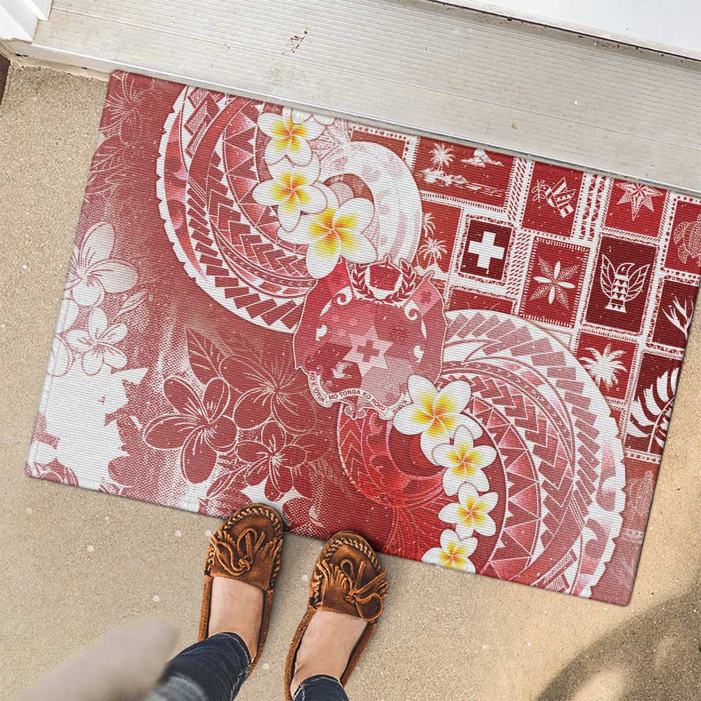 Tonga Christmas Rubber Doormat Kilisimasi Fiefia Retro Style Red - Polynesian Pride
