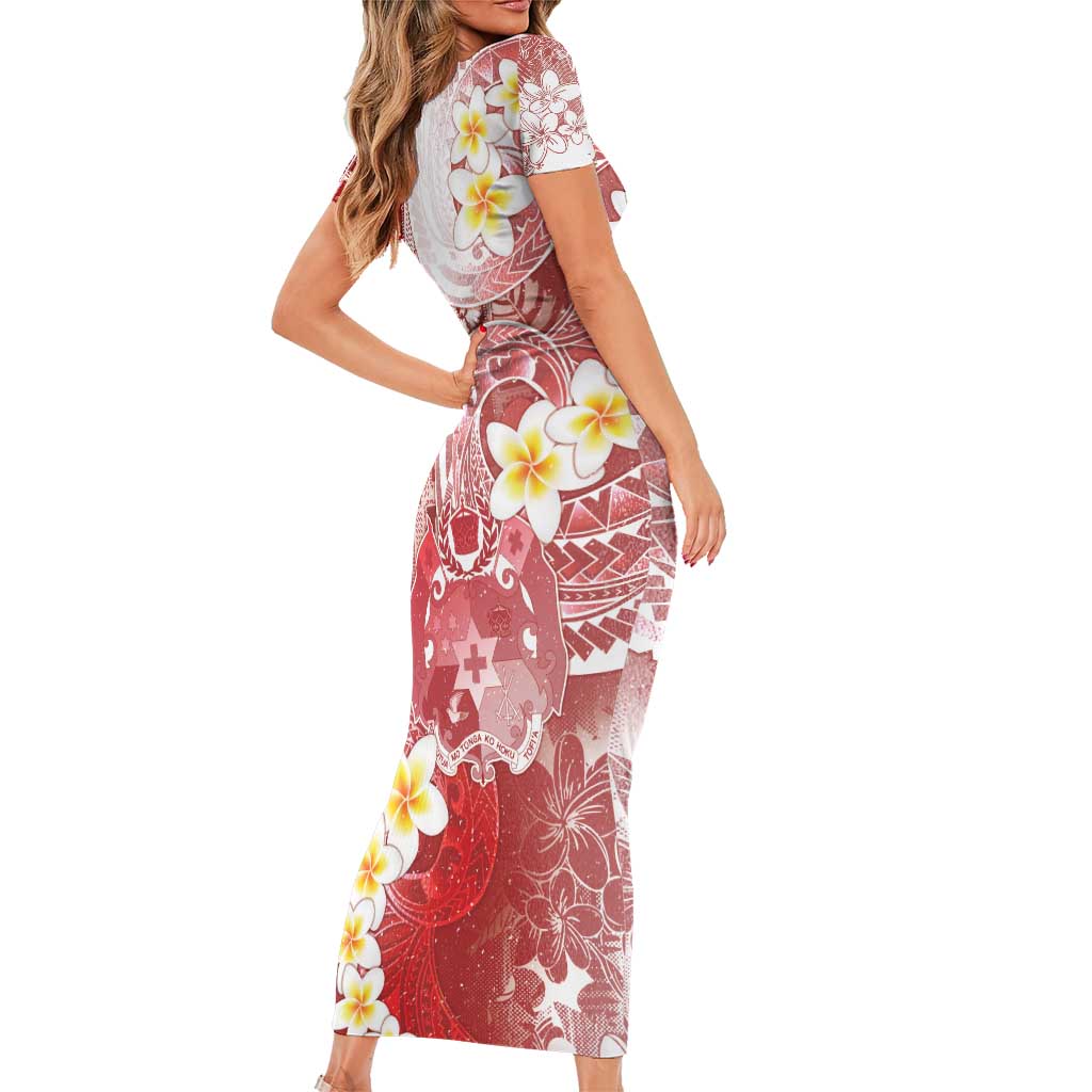 Tonga Christmas Short Sleeve Bodycon Dress Kilisimasi Fiefia Retro Style Red LT05 - Polynesian Pride