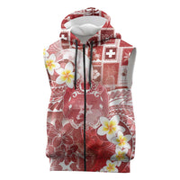 Tonga Christmas Sleeveless Zip Hoodie Kilisimasi Fiefia Retro Style Red - Polynesian Pride
