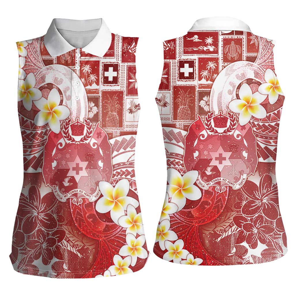 Tonga Christmas Women Sleeveless Polo Shirt Kilisimasi Fiefia Retro Style Red LT05 - Polynesian Pride