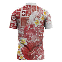 Tonga Christmas Zipper Polo Shirt Kilisimasi Fiefia Retro Style Red - Polynesian Pride