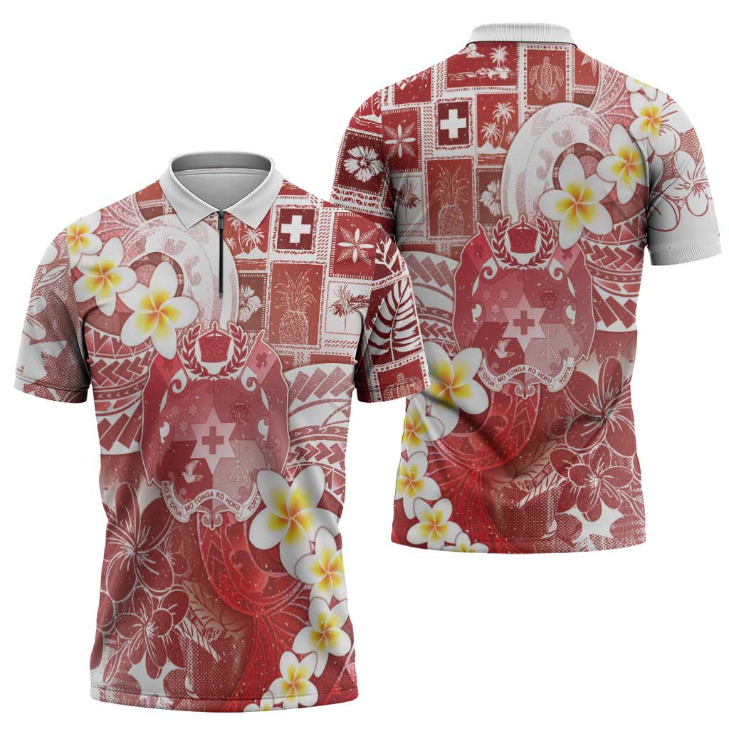 Tonga Christmas Zipper Polo Shirt Kilisimasi Fiefia Retro Style Red - Polynesian Pride
