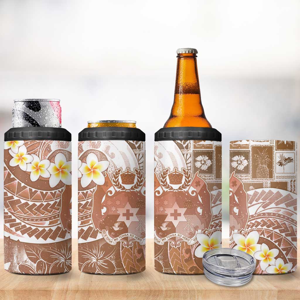 Tonga Christmas 4 in 1 Can Cooler Tumbler Kilisimasi Fiefia Retro Style Brown LT05 - Polynesian Pride