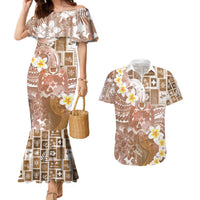 Tonga Christmas Couples Matching Mermaid Dress and Hawaiian Shirt Kilisimasi Fiefia Retro Style Brown LT05 Brown - Polynesian Pride