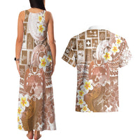 Tonga Christmas Couples Matching Tank Maxi Dress and Hawaiian Shirt Kilisimasi Fiefia Retro Style Brown LT05 - Polynesian Pride
