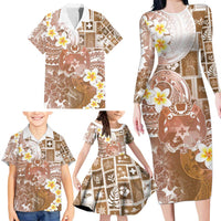 Tonga Christmas Family Matching Long Sleeve Bodycon Dress and Hawaiian Shirt Kilisimasi Fiefia Retro Style Brown LT05 - Polynesian Pride