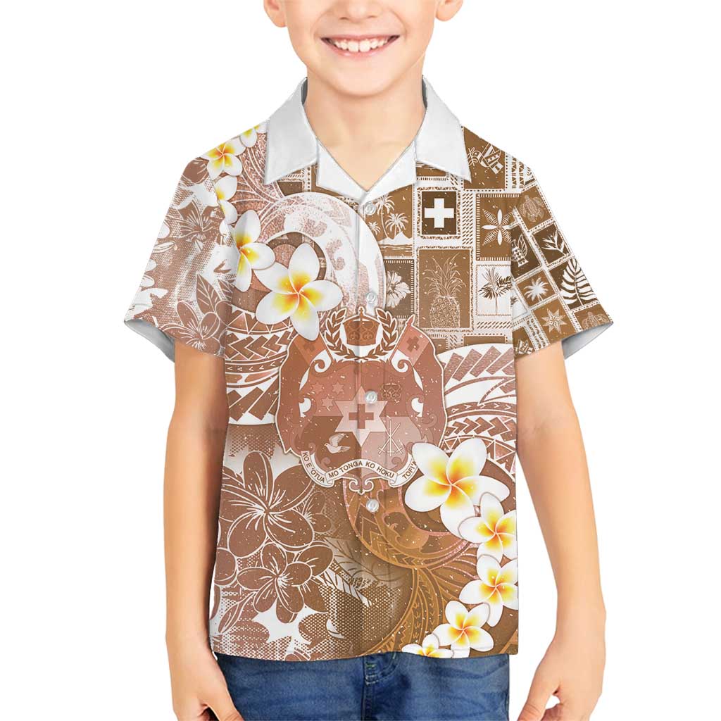Tonga Christmas Family Matching Long Sleeve Bodycon Dress and Hawaiian Shirt Kilisimasi Fiefia Retro Style Brown LT05 Son's Shirt Brown - Polynesian Pride