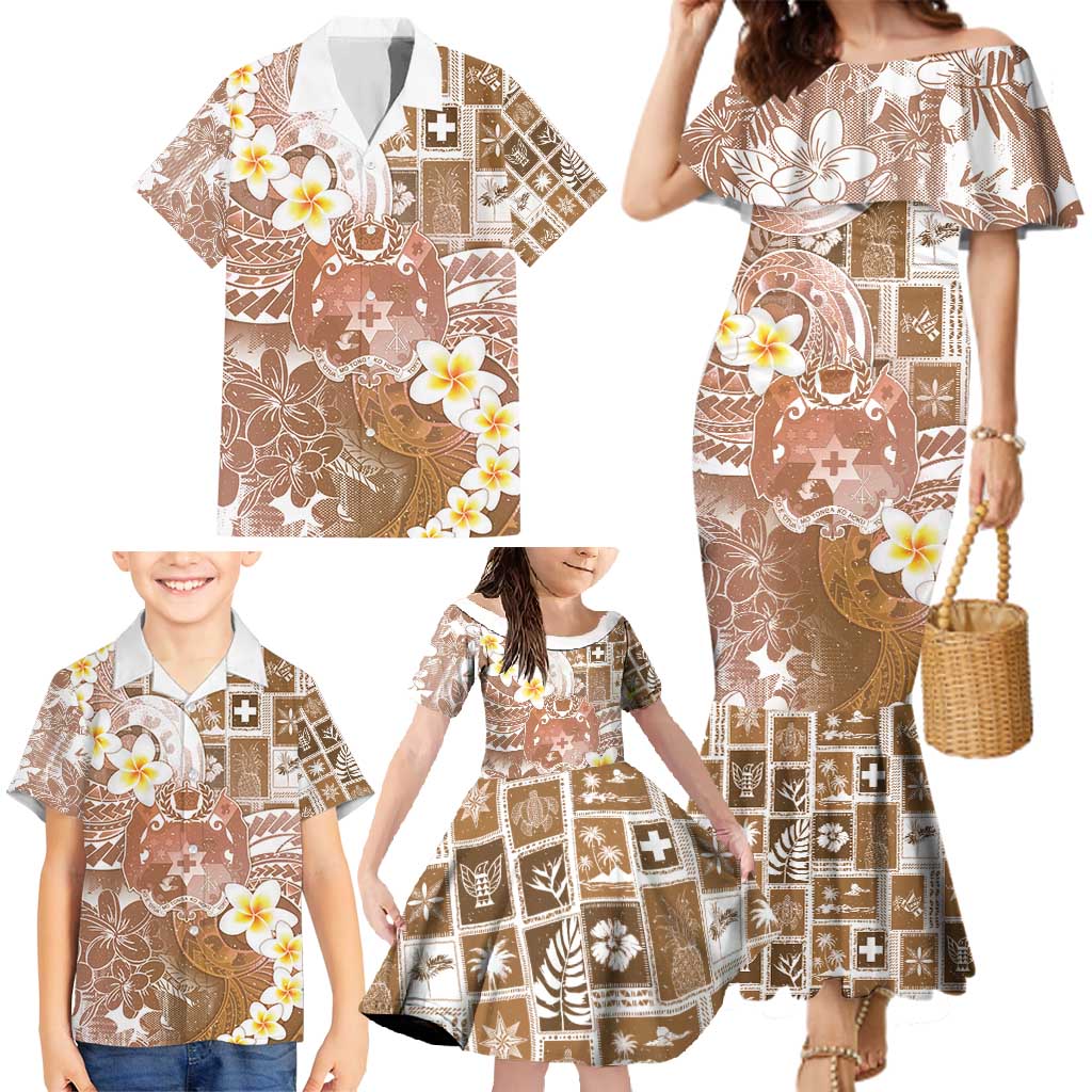 Tonga Christmas Family Matching Mermaid Dress and Hawaiian Shirt Kilisimasi Fiefia Retro Style Brown LT05 - Polynesian Pride