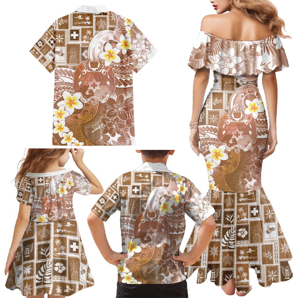 Tonga Christmas Family Matching Mermaid Dress and Hawaiian Shirt Kilisimasi Fiefia Retro Style Brown LT05 - Polynesian Pride