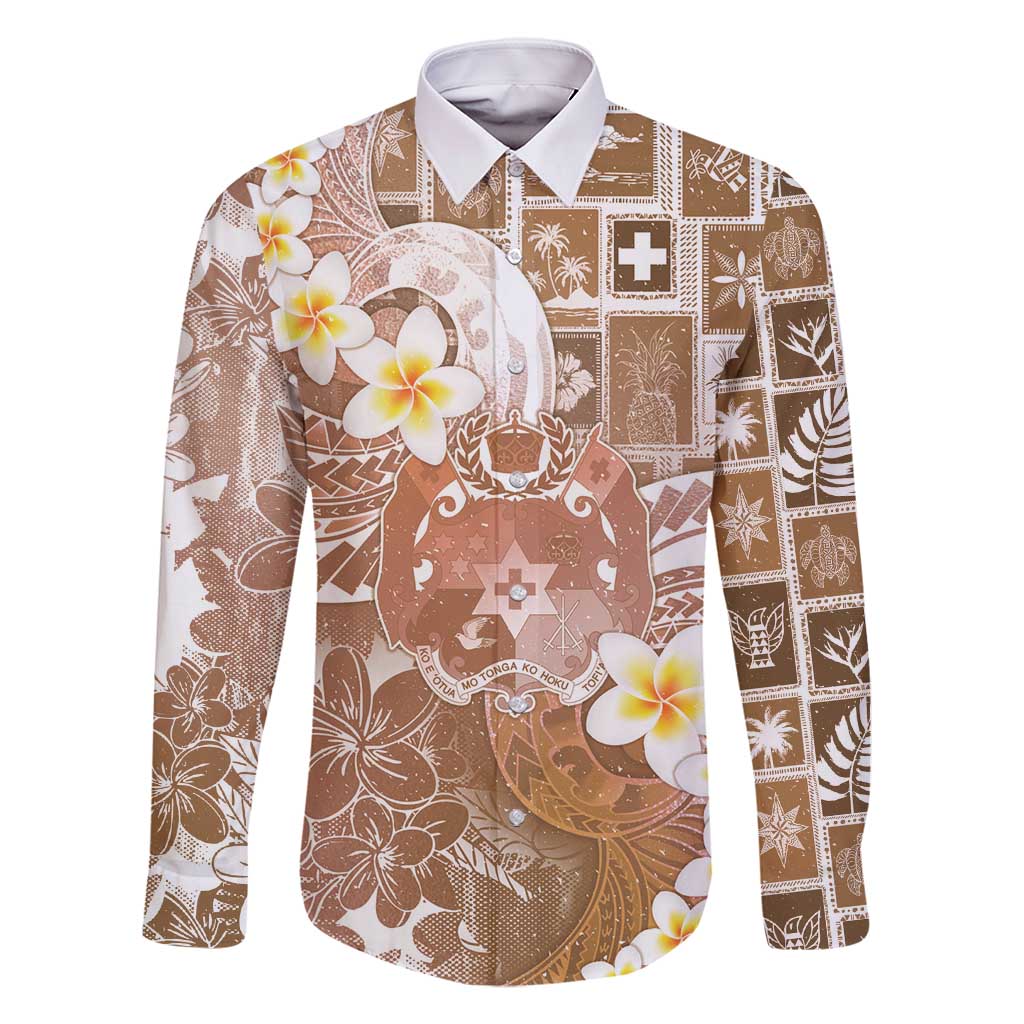 Tonga Christmas Family Matching Mermaid Dress and Hawaiian Shirt Kilisimasi Fiefia Retro Style Brown LT05 Dad's Shirt - Long Sleeve Brown - Polynesian Pride