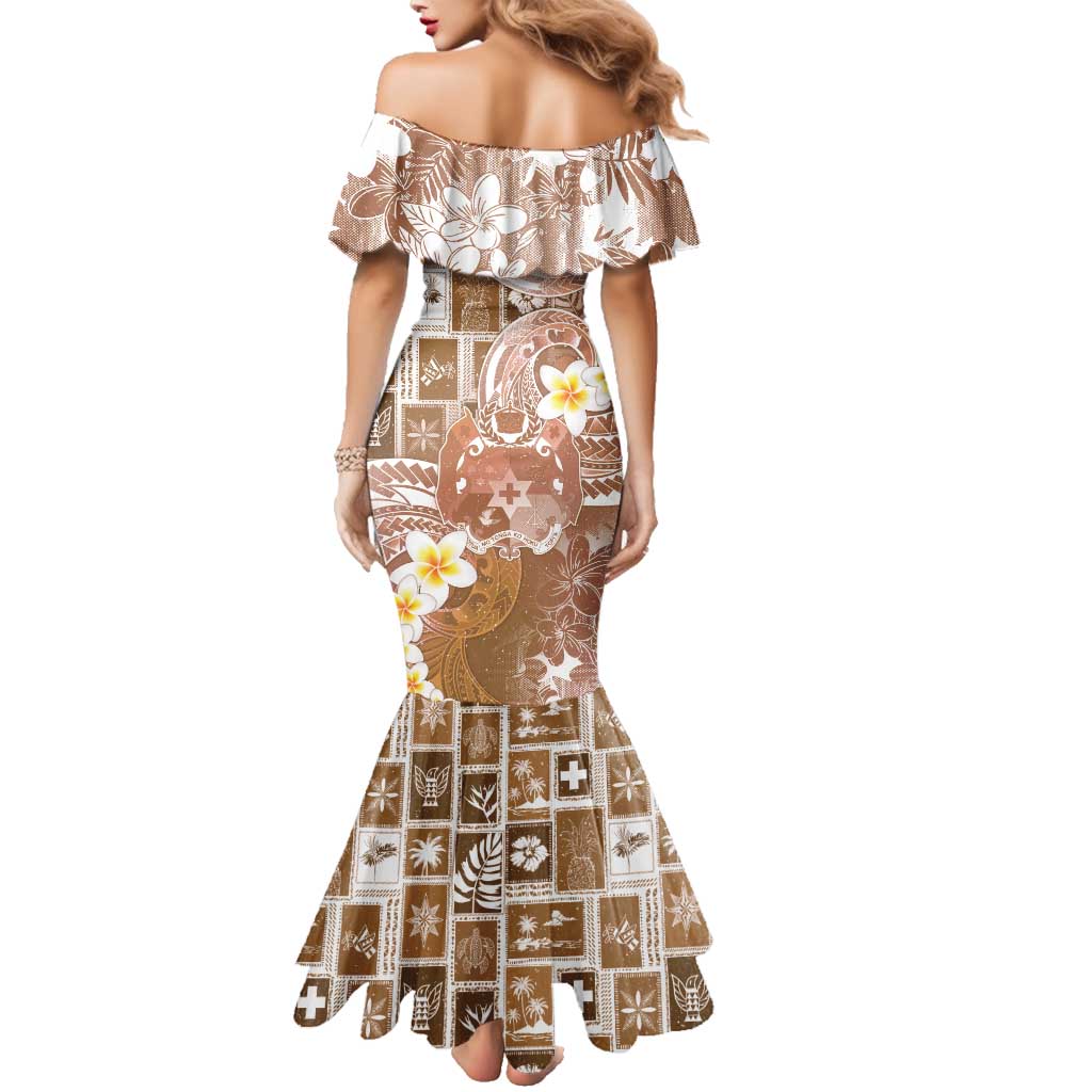 Tonga Christmas Family Matching Mermaid Dress and Hawaiian Shirt Kilisimasi Fiefia Retro Style Brown LT05 - Polynesian Pride