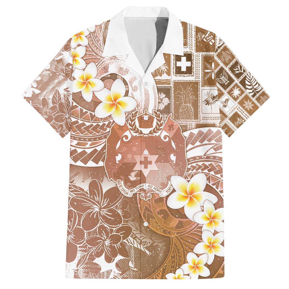 Tonga Christmas Family Matching Off The Shoulder Long Sleeve Dress and Hawaiian Shirt Kilisimasi Fiefia Retro Style Brown LT05 Dad's Shirt - Short Sleeve Brown - Polynesian Pride