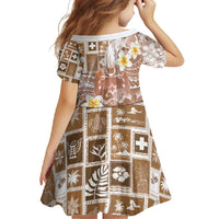Tonga Christmas Family Matching Off Shoulder Maxi Dress and Hawaiian Shirt Kilisimasi Fiefia Retro Style Brown LT05 - Polynesian Pride