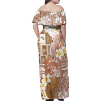 Tonga Christmas Family Matching Off Shoulder Maxi Dress and Hawaiian Shirt Kilisimasi Fiefia Retro Style Brown LT05 - Polynesian Pride
