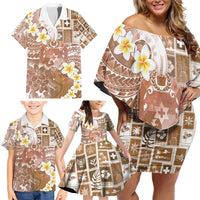Tonga Christmas Family Matching Off Shoulder Short Dress and Hawaiian Shirt Kilisimasi Fiefia Retro Style Brown LT05 - Polynesian Pride