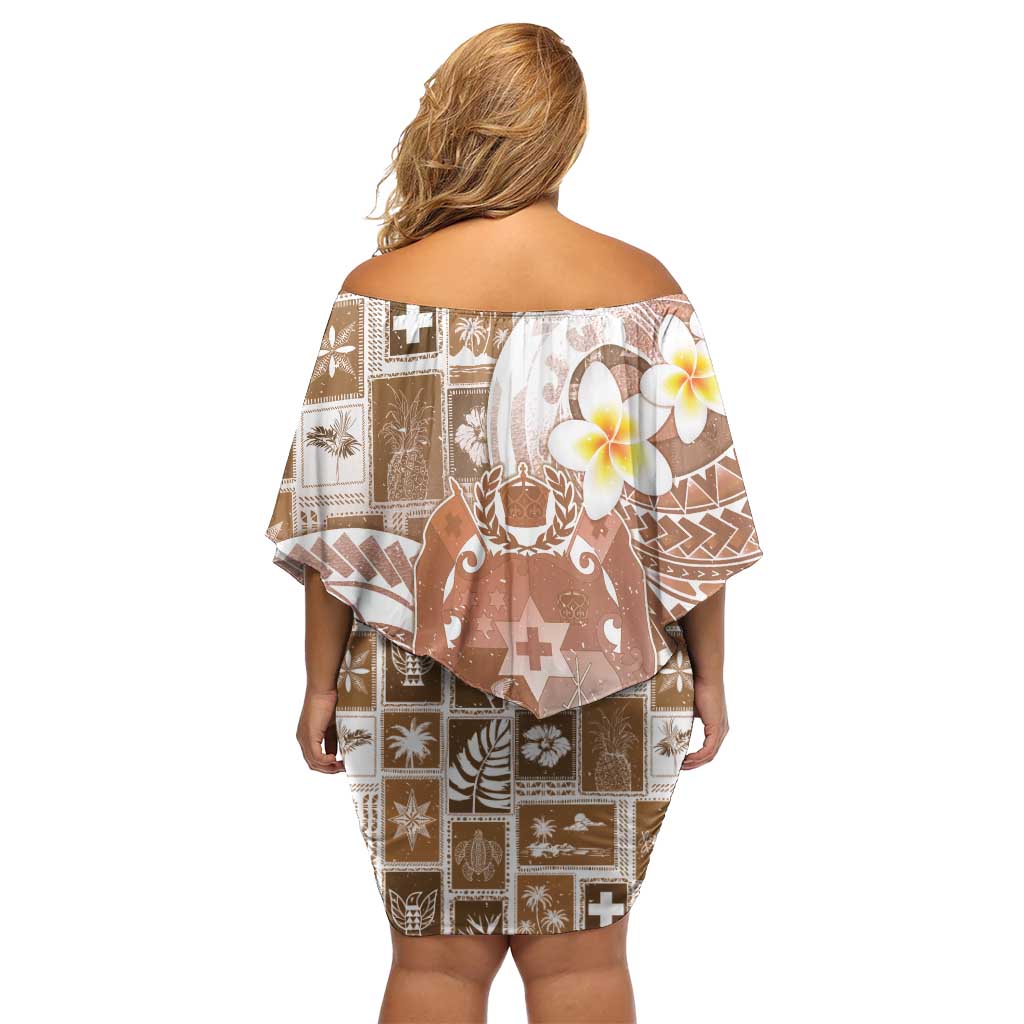 Tonga Christmas Family Matching Off Shoulder Short Dress and Hawaiian Shirt Kilisimasi Fiefia Retro Style Brown LT05 - Polynesian Pride