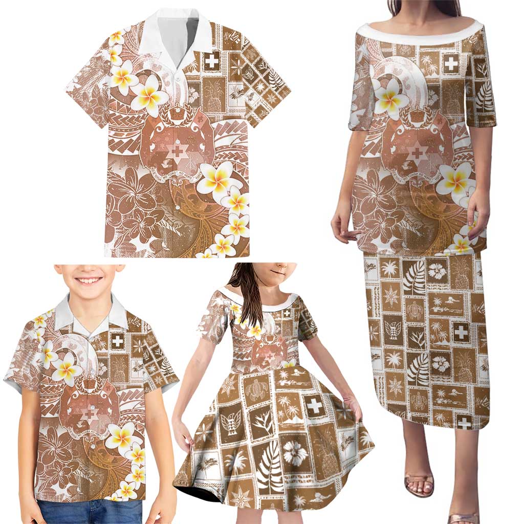 Tonga Christmas Family Matching Puletasi and Hawaiian Shirt Kilisimasi Fiefia Retro Style Brown LT05 - Polynesian Pride