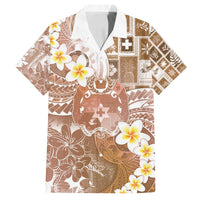 Tonga Christmas Family Matching Puletasi and Hawaiian Shirt Kilisimasi Fiefia Retro Style Brown LT05 Dad's Shirt - Short Sleeve Brown - Polynesian Pride
