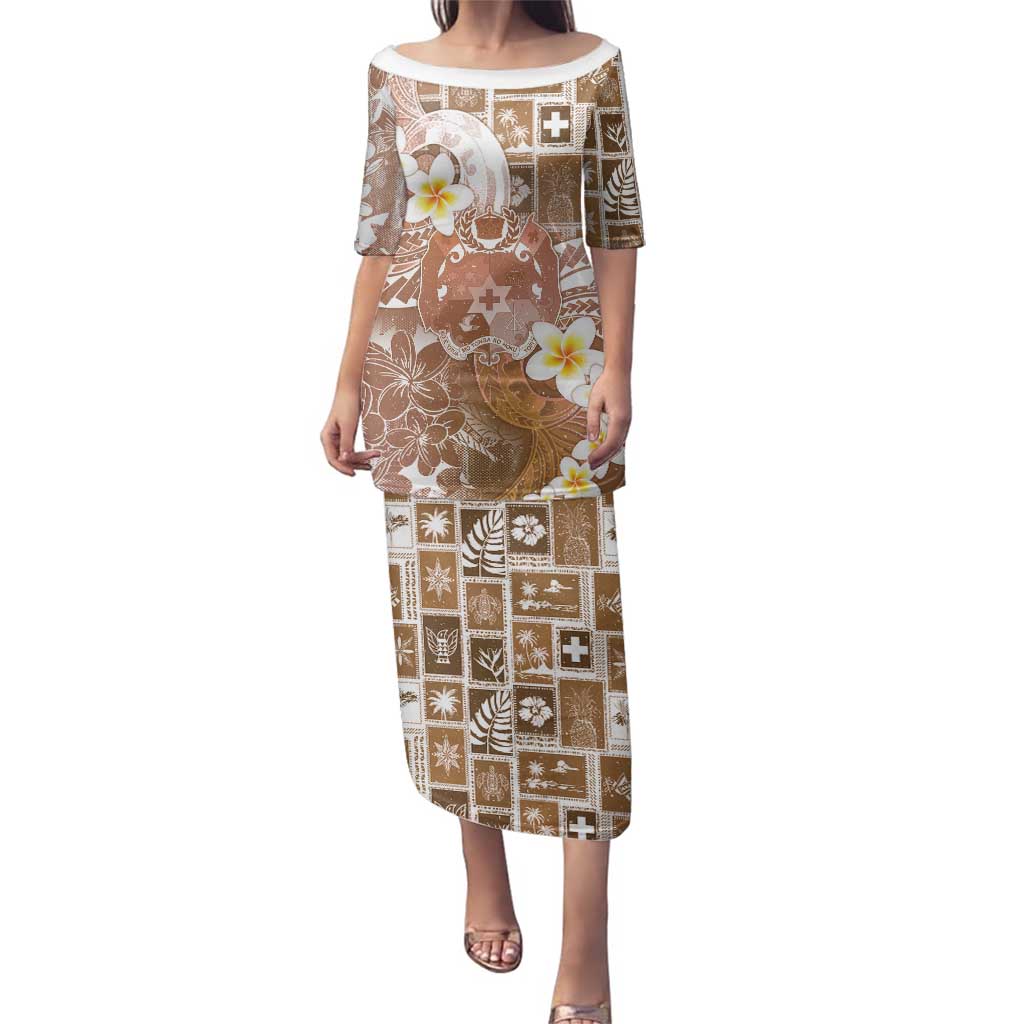 Tonga Christmas Family Matching Puletasi and Hawaiian Shirt Kilisimasi Fiefia Retro Style Brown LT05 Mom's Dress Brown - Polynesian Pride