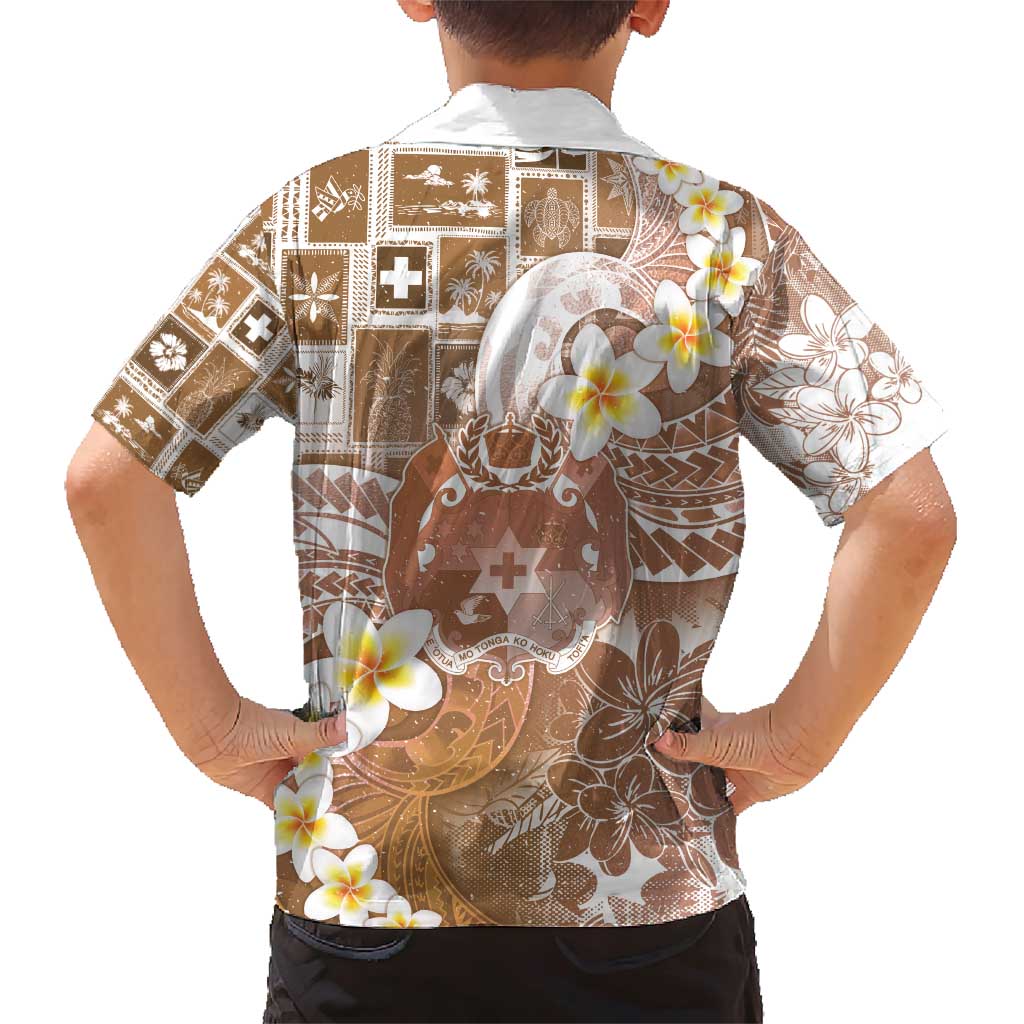 Tonga Christmas Family Matching Short Sleeve Bodycon Dress and Hawaiian Shirt Kilisimasi Fiefia Retro Style Brown LT05 - Polynesian Pride