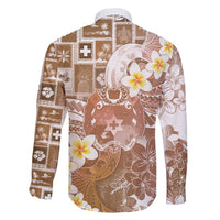 Tonga Christmas Family Matching Short Sleeve Bodycon Dress and Hawaiian Shirt Kilisimasi Fiefia Retro Style Brown LT05 - Polynesian Pride