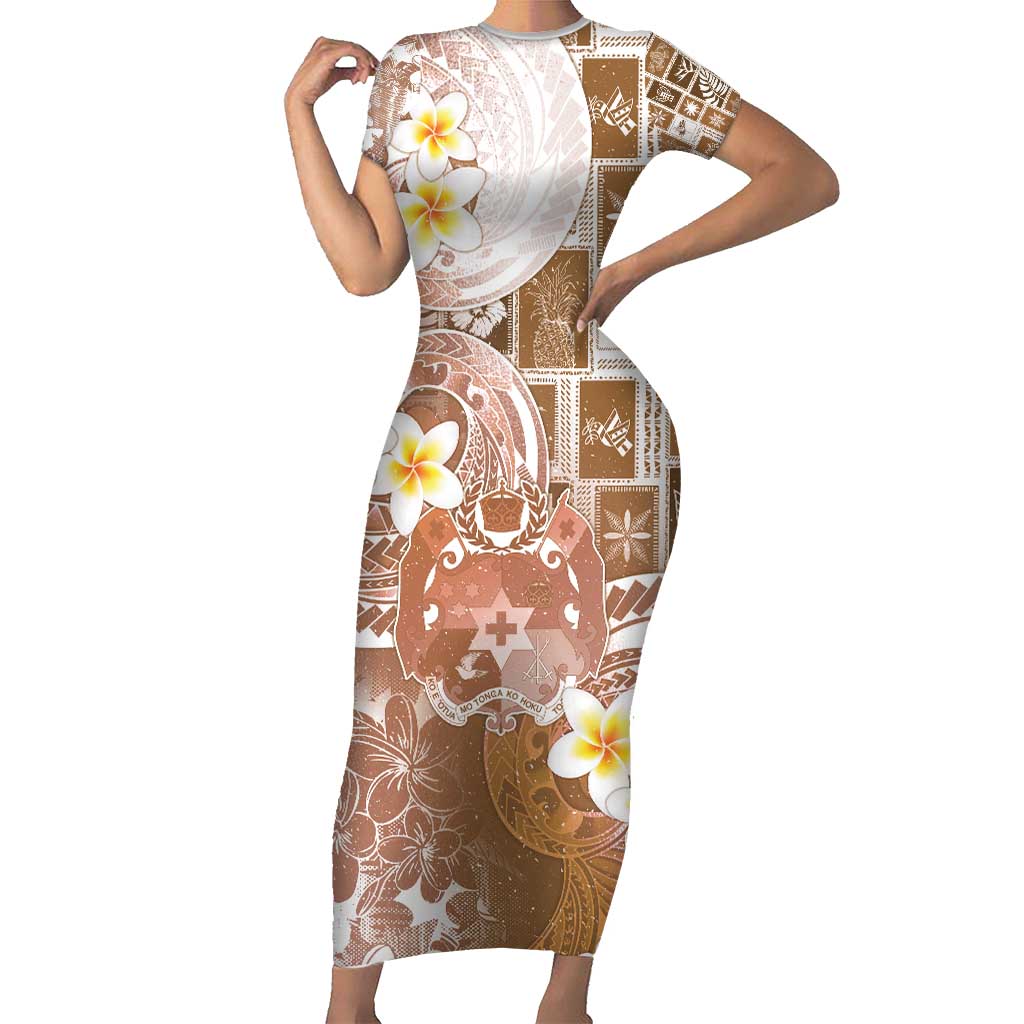 Tonga Christmas Family Matching Short Sleeve Bodycon Dress and Hawaiian Shirt Kilisimasi Fiefia Retro Style Brown LT05 Mom's Dress Brown - Polynesian Pride