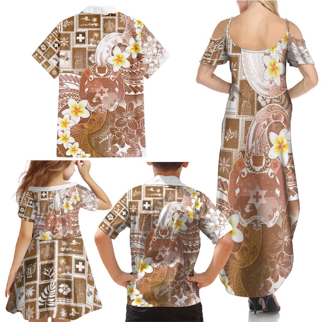Tonga Christmas Family Matching Summer Maxi Dress and Hawaiian Shirt Kilisimasi Fiefia Retro Style Brown LT05 - Polynesian Pride