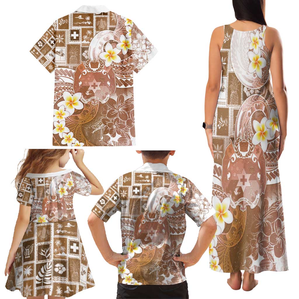 Tonga Christmas Family Matching Tank Maxi Dress and Hawaiian Shirt Kilisimasi Fiefia Retro Style Brown LT05 - Polynesian Pride