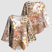 Tonga Christmas Kimono Sleeve Blouse Kilisimasi Fiefia Retro Style Brown LT05 - Polynesian Pride