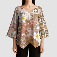 Tonga Christmas Kimono Sleeve Blouse Kilisimasi Fiefia Retro Style Brown LT05 - Polynesian Pride