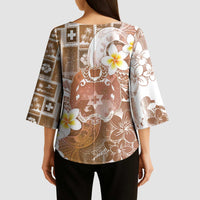 Tonga Christmas Kimono Sleeve Blouse Kilisimasi Fiefia Retro Style Brown LT05 - Polynesian Pride