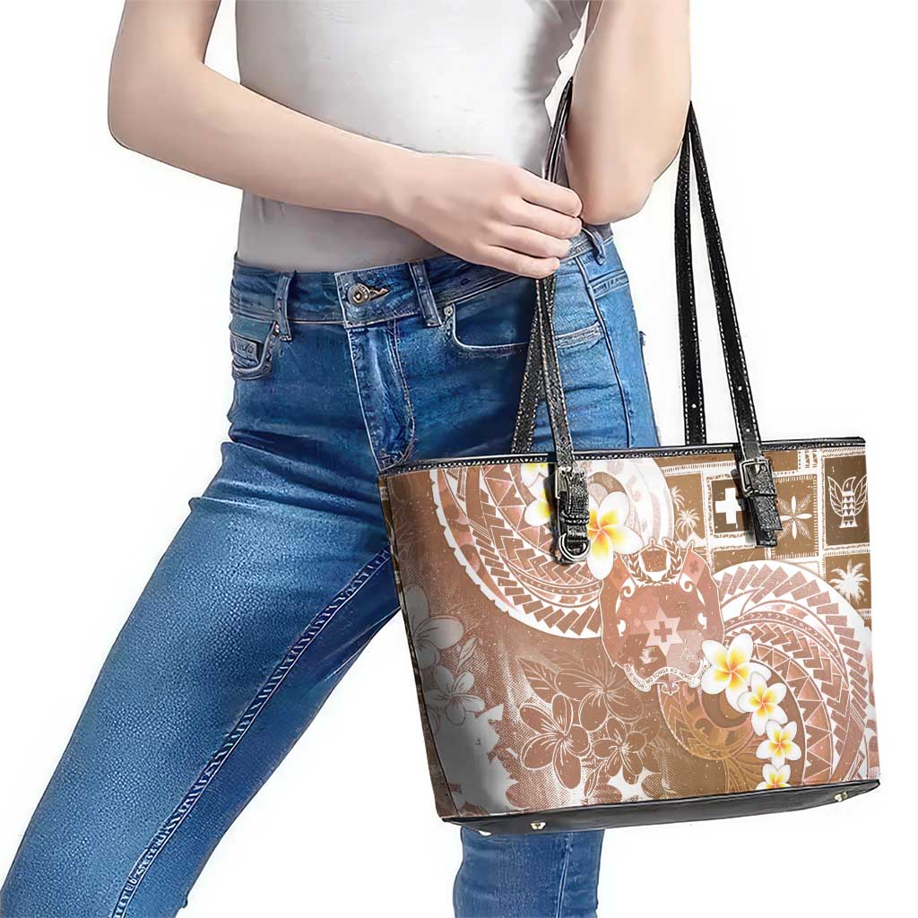 Tonga Christmas Leather Tote Bag Kilisimasi Fiefia Retro Style Brown - Polynesian Pride